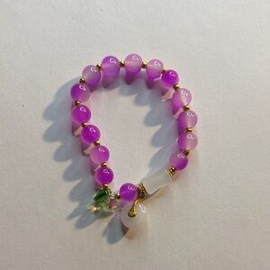 Purple Beaded Bracelet with Gold Accents